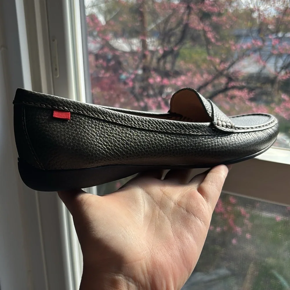 MJNY by Marc Joseph Beverely Road pebbled leather loafers in green / gray - Picture 12 of 15